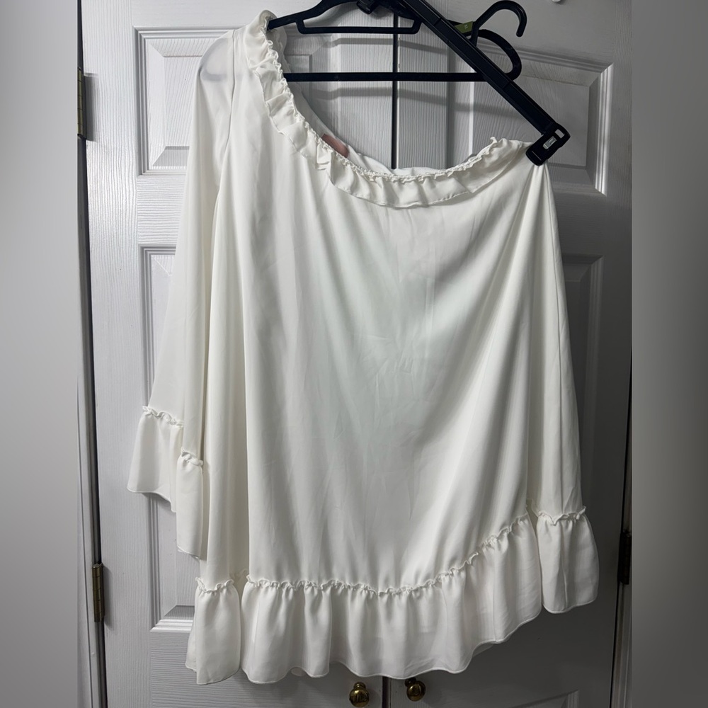 Show Me Your MuMu Wonder Asymmetrical White Mini Dress bridal bachelorette